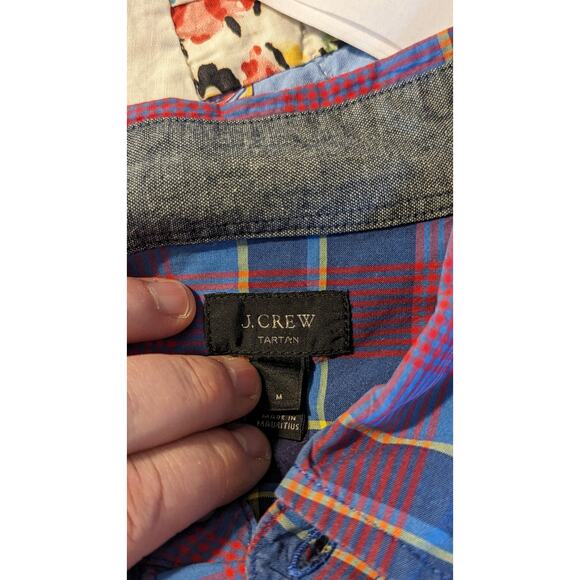J. Crew Mens Size M Button Down Casual Shirt Tartan Plaid 100% Cotton - Picture 2 of 11